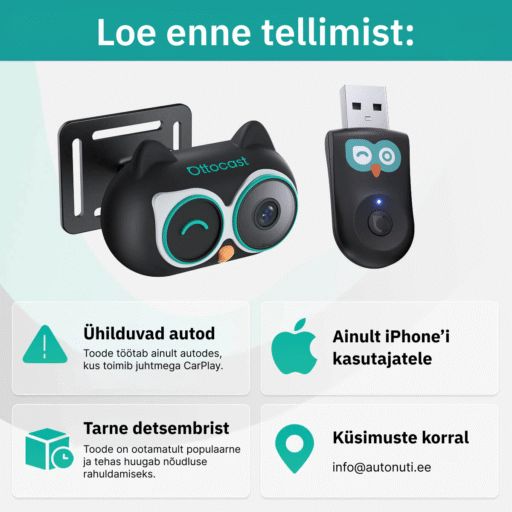 Ottocast Cabin Care tagaistme kaamera + juhtmevaba CarPlay
