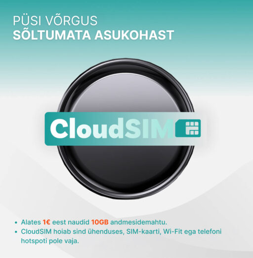 Püsi võrgus sõltumata asukohast. Alates 1€ eest naudid 10GB andmeside mahtu. CloudSIM hoiab sind ühenduses, SIM-kaarti, WiFi't ega telefoni hotspoti pole vaja.