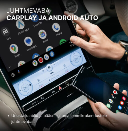Juhtmevaba CarPlay ja Android Auto. Unusta kaablid ja pääse ligi oma lemmikrakendustele juhtmevabalt.