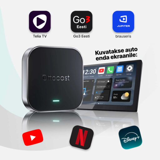 OttoAibox E2 CarPlay AI Box multimeediakeskus, videomängija + juhtmevaba CarPlay ja Android Auto