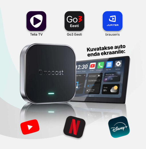 OttoAibox E2 CarPlay AI Box multimeediakeskus, videomängija + juhtmevaba CarPlay ja Android Auto
