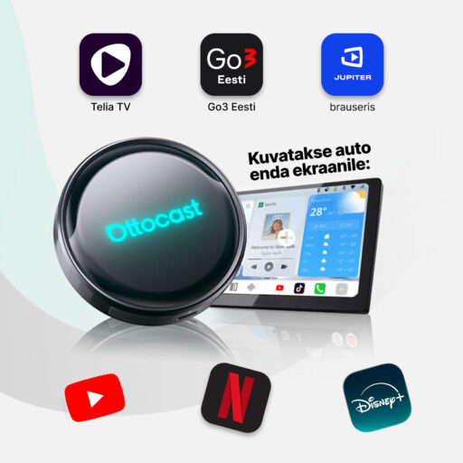 OttoAibox P3 Pro multimeediakeskus, videomängija + juhtmevaba CarPlay ja Android Auto