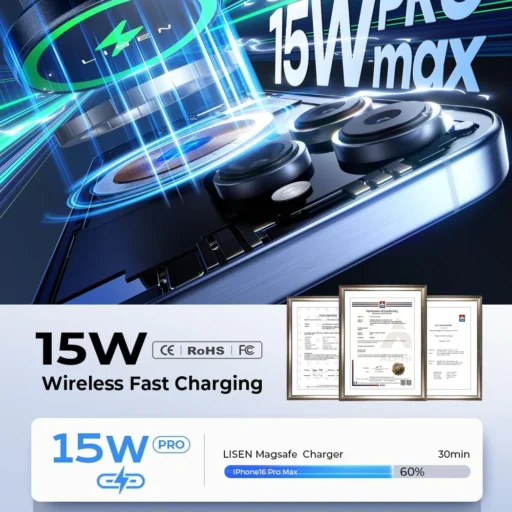 Lisen Strong 15W juhtmevaba laadija autosse, MagSafe magnetkinnitusega, Qi2 - Image 2